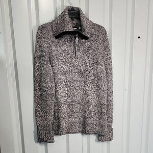 Kapalua Women's Black and White 100% Merino Virgin Wool 1/4 Zip Sweater Size Lg